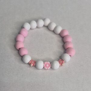 💜Floral Charm Kids Bracelet in Pink and White